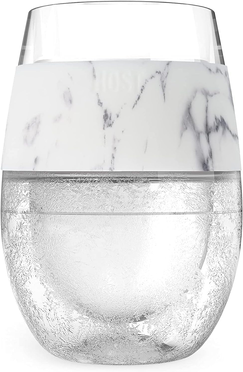Wine Freeze Cup Set of 2 - Plastic Double Wall Insulated Wine Cooling Freezable Drink Glasses with Freezing Gel, Wine Glass Gift for Red and White Wine, 8.5 Oz Marble